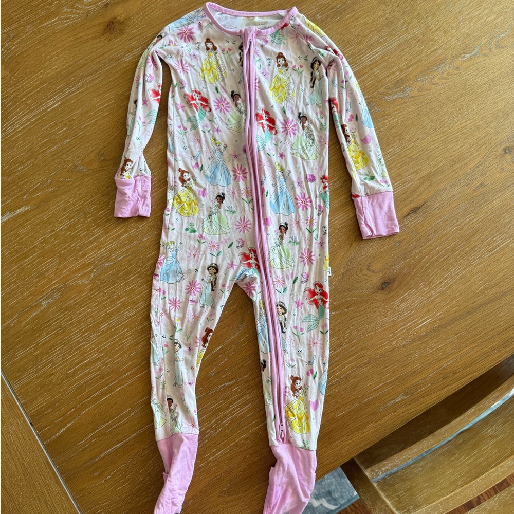 Little Sleepies Disney Princess Print Footie Pajama - Pink and Yellow